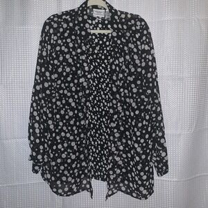 Adeline Woman Alfred Dunner Two Piece 18 Plus Blouse Black White‎